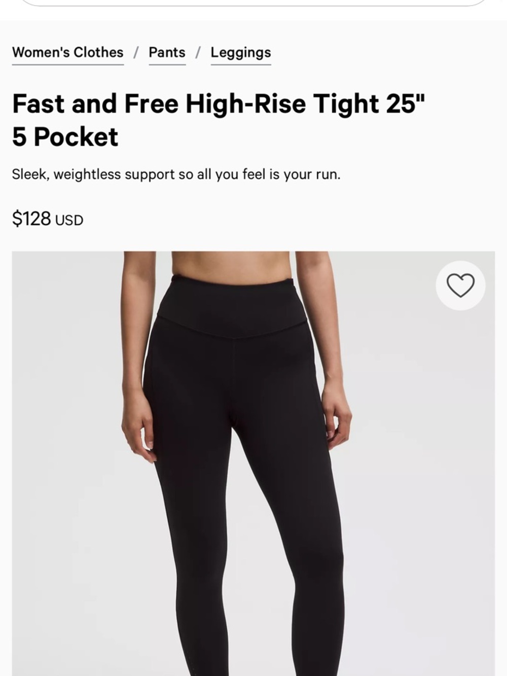 lululemon athletica Fast and Free HR Tight 25" Pockets - Black with Pink Accent